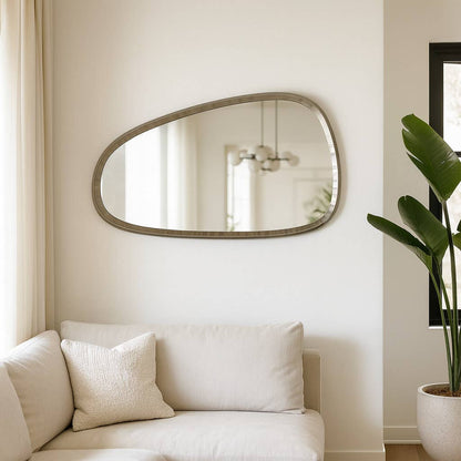 Wall Mirror - Black Metal Organic Irregular Shape, 30 in.