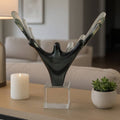 Decorative Object- Gray/Clear Resin Glass Agua Splash, 13 in