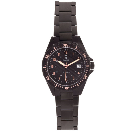 Heritor Calder Men's Automatic Date Bracelet Watch, Black