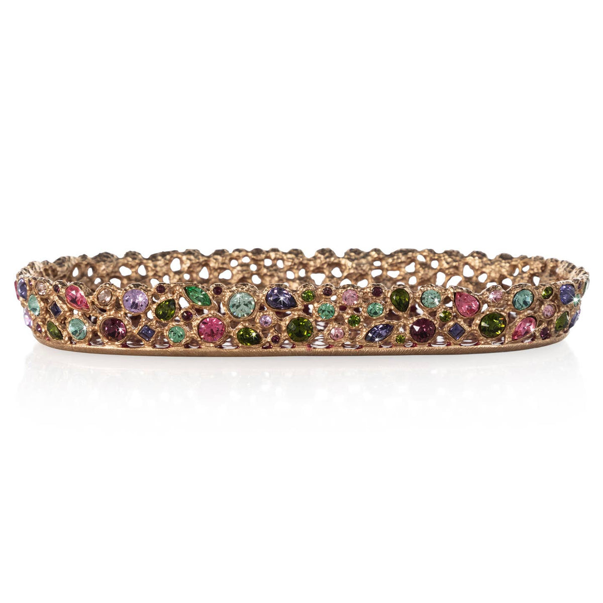 Jay Strongwater Julius Bejeweled Swarovski Crystal Enamel Gold-Finished Decorative Tray, Bouquet