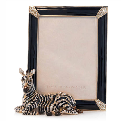 Jay Strongwater Benton Zebra 5" x 7" Crystal Enamel Picture Frame, Jungle