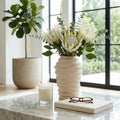 Decorative Floor Vase - Ivory Ecomix Textured Ribbed, 14 in.