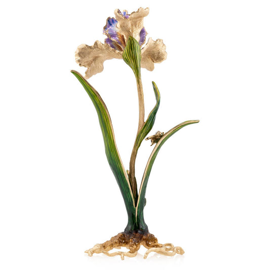 Jay Strongwater Vincent Iris Bumble Bee Ruffle Swarovski Crystal Enamel Gold-Finished Tabletop Object