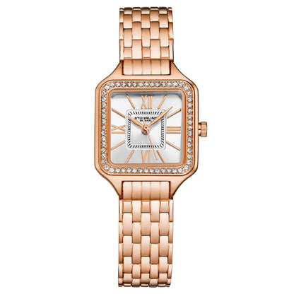 Stuhrling Original Confidant 4020 Women's Quartz Watch, 27mm, Silver Dial, Crystal-Accented Bezel