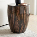 Side Table - Brown Metal Handcrafted Drum Design, 19 in.