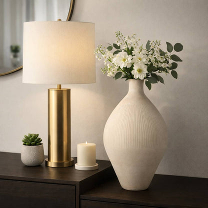 Decorative Vase - Ivory Glass Teardrop Shape, 19 in.
