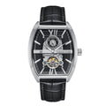 Authentic Heritor Masterson Men's Automatic Semi-Skeleton Leather Watch, Silver/Black