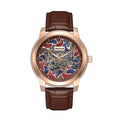 Authentic Heritor Emmanuel Men's Automatic Semi-Skeleton Leather Watch, Rose Gold/Brown