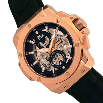 Reign Commodus Men's Automatic Skeleton Leather Watch