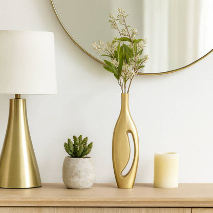 Decorative Vase - Champagne Metal Elongated Form, 23 in.