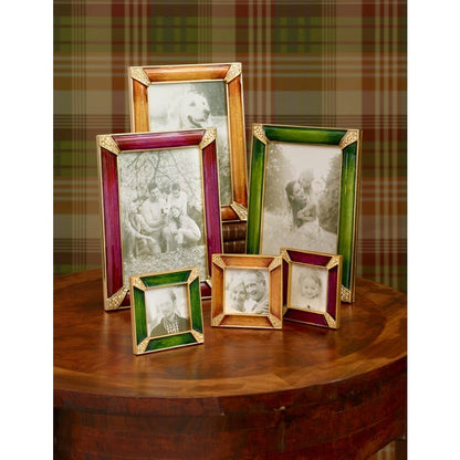 Jay Strongwater Leland Pavé Corner 2" Swarovski Crystal Enamel Picture Frame, Bouquet