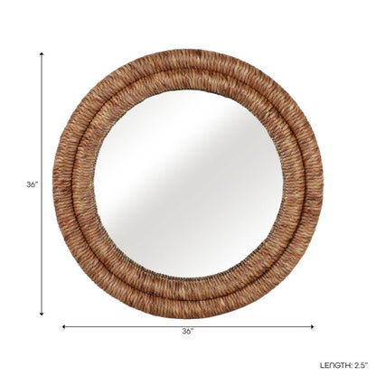 Wall Mirror - Brown Woven Banana Leaf Framed, 37 in.