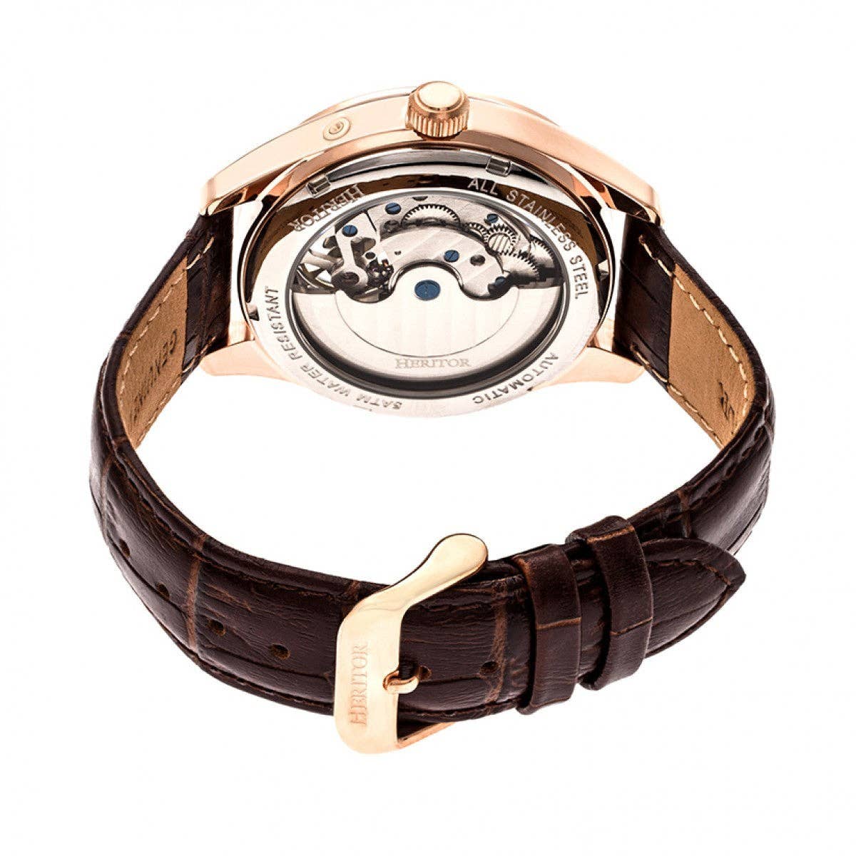 Heritor Sebastian Men's Automatic Semi-Skeleton Leather Watch, Style HERHR6904