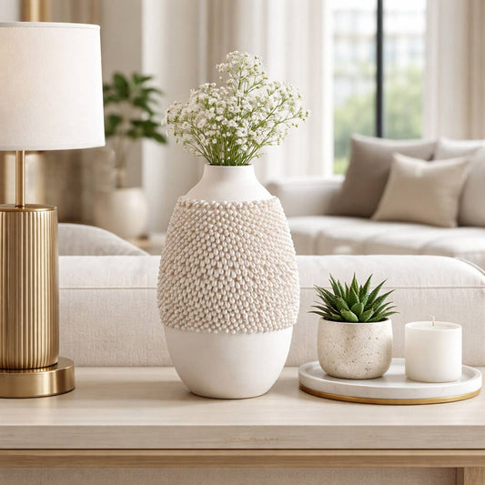 Decorative Vase - Ivory Porcelain 3D Printed, 10 in.