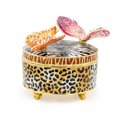 Jay Strongwater Zaya Jungle with Butterflies Decorative Box, Gold Butterfly Crystal Enamel Gold-Finished