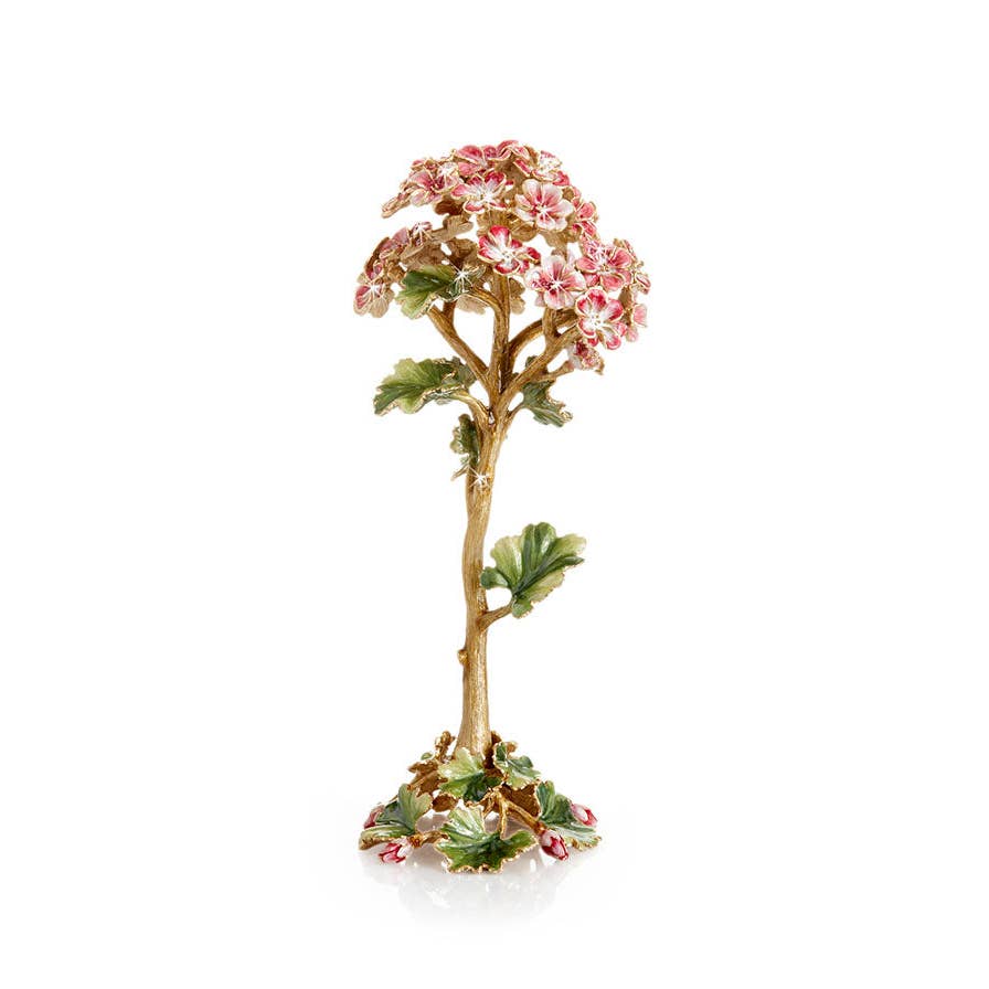 Jay Strongwater Thea Geranium Flower Bejeweled Swarovski Crystal Enamel Gold-Finished Tabletop Object