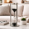 Hourglass Sandtimer - Silver Glass Metal Support Rods, 18 in