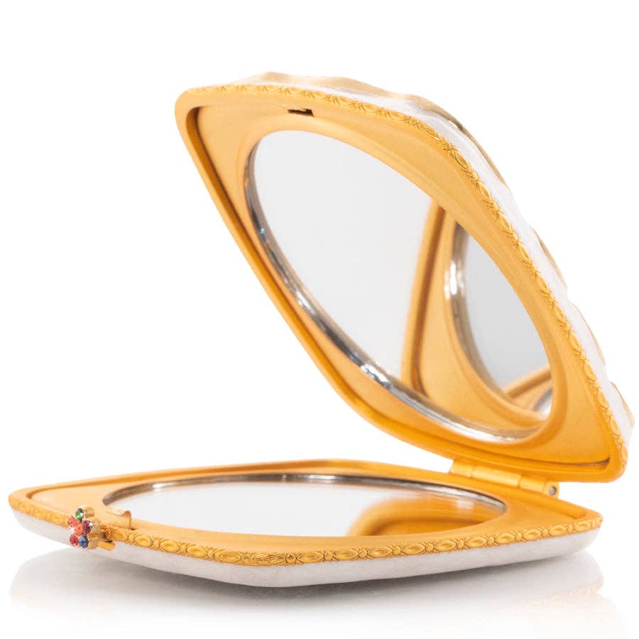 Jay Strongwater Lia Rainbow Zebra Compact Mirror, Swarovski Crystal Enamel Gold-Finished
