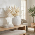 Decorative Vase - White Earthenware Round Minimalist, 15 in.