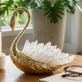 Decorative Object - Gold Metal Swan with Crystal Stone, 6 in