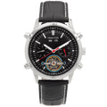 Authentic Heritor Wilhelm Men's Automatic Semi-Skeleton Leather Watch, Black