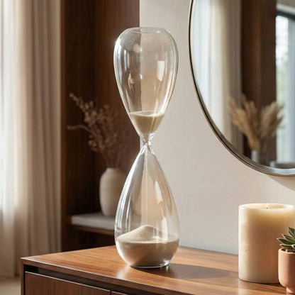 Decorative Object - Grey Glass Hourglass Teardrop, 23 in.