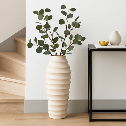 Decorative Floor Vase - Ivory Ecomix Textured Ribbed, 33 in.