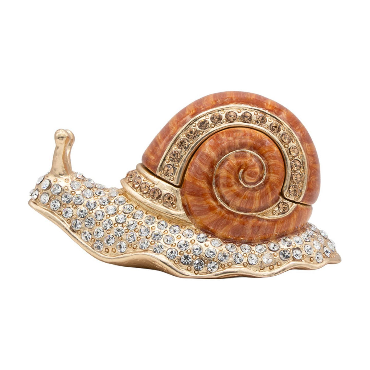 Jay Strongwater Serene Snail Decorative Box, Gold Shell Crystal Enamel Gold-Finished
