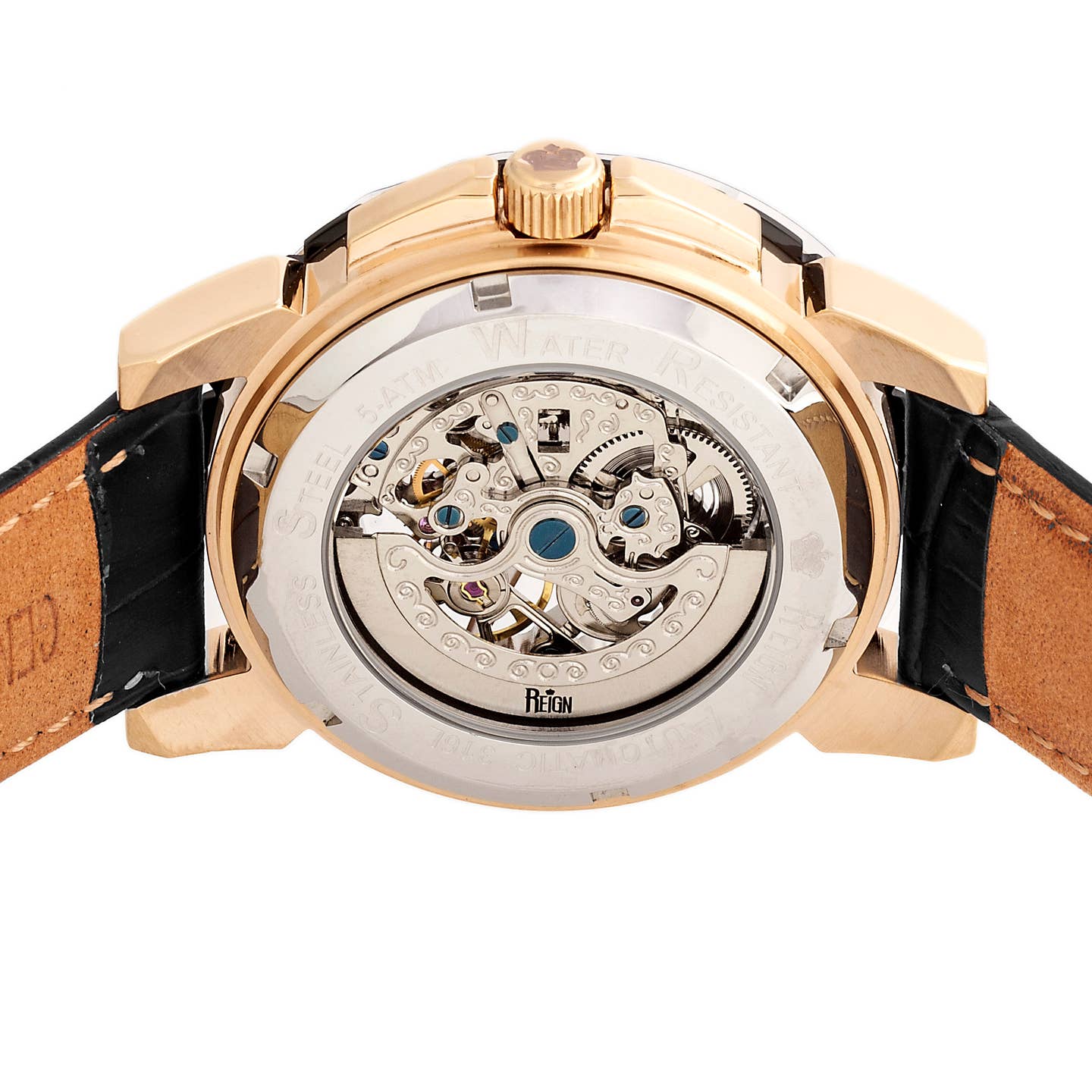 Reign Philippe Men's Automatic Skeleton Leather Watch