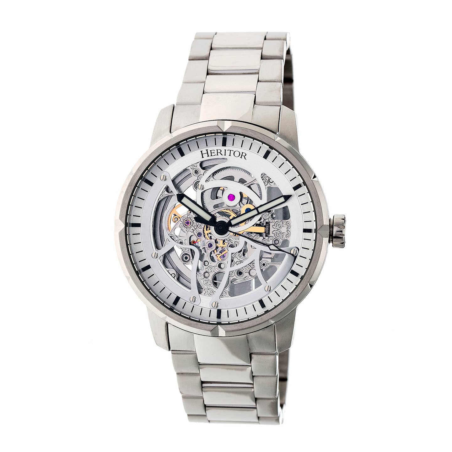 Heritor Ryder Men's Automatic Skeleton Bracelet Watch, Silver