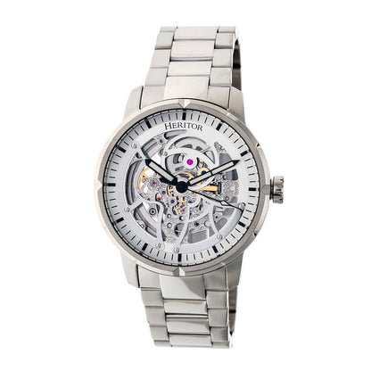 Heritor Ryder Men's Automatic Skeleton Bracelet Watch, Silver