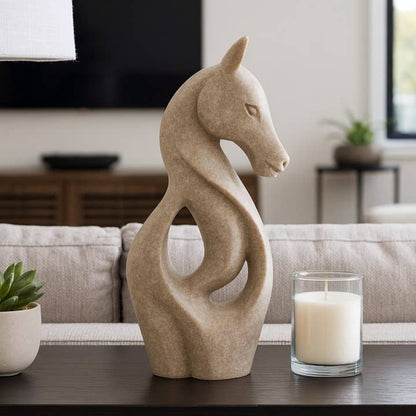 Decorative Sculpture - Brown Quartz Resin Horse, 15 in.