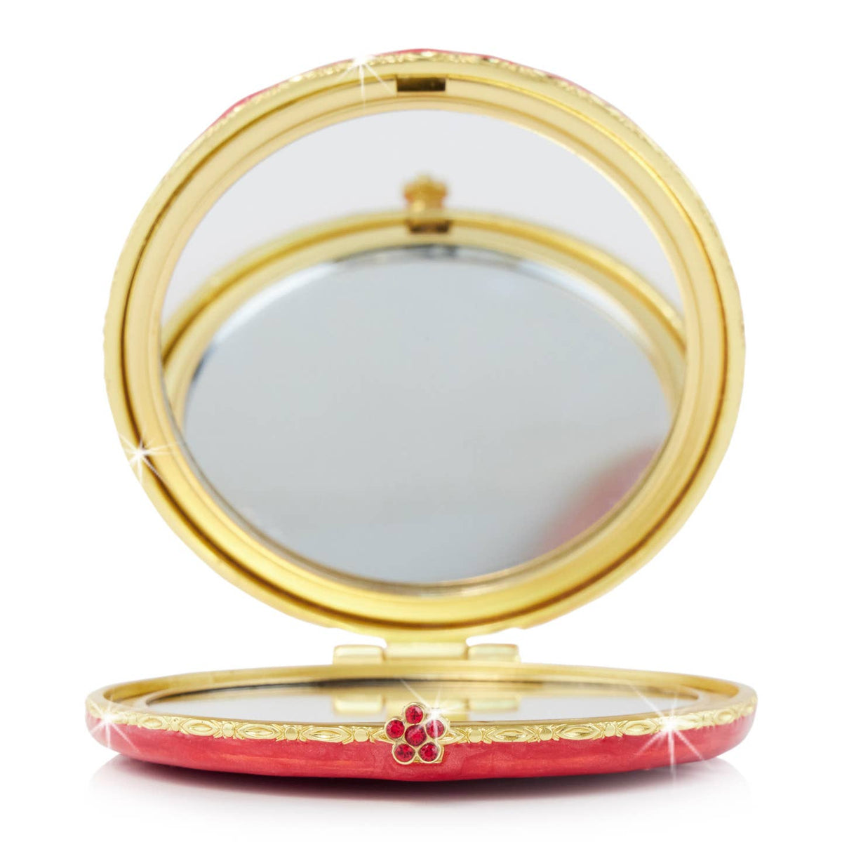 Jay Strongwater Sgt. Pepper'S Compact Mirror, Heart Crystal Gold-Finished