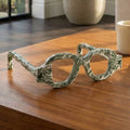 Decorative Sculpture - Green Stone Eyeglasses Shaped, 9 in.