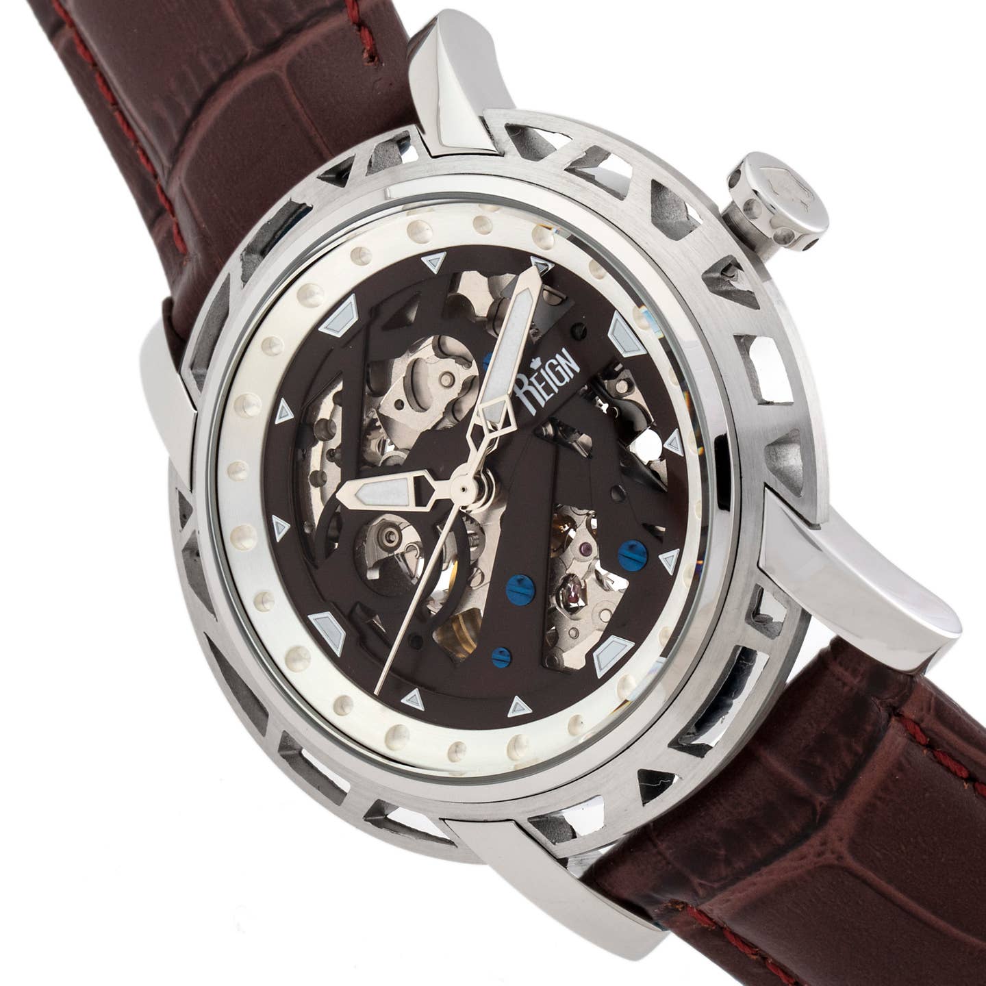 Reign Stavros Men's Automatic Skeleton Leather Watch