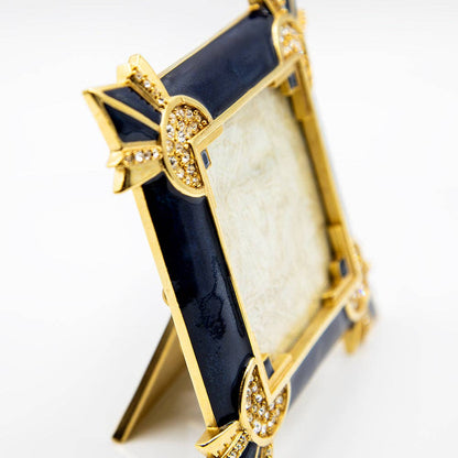 Jay Strongwater Dorothy 3 X 3 Art Deco 3" x 3" Crystal Enamel Picture Frame, Delft Garden