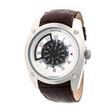 Authentic Heritor Daniels Men's Automatic Semi-Skeleton Leather Watch, Silver