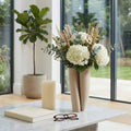 Decorative Vase - Tan Ceramic Sculptural 3D Printed, 11 in.