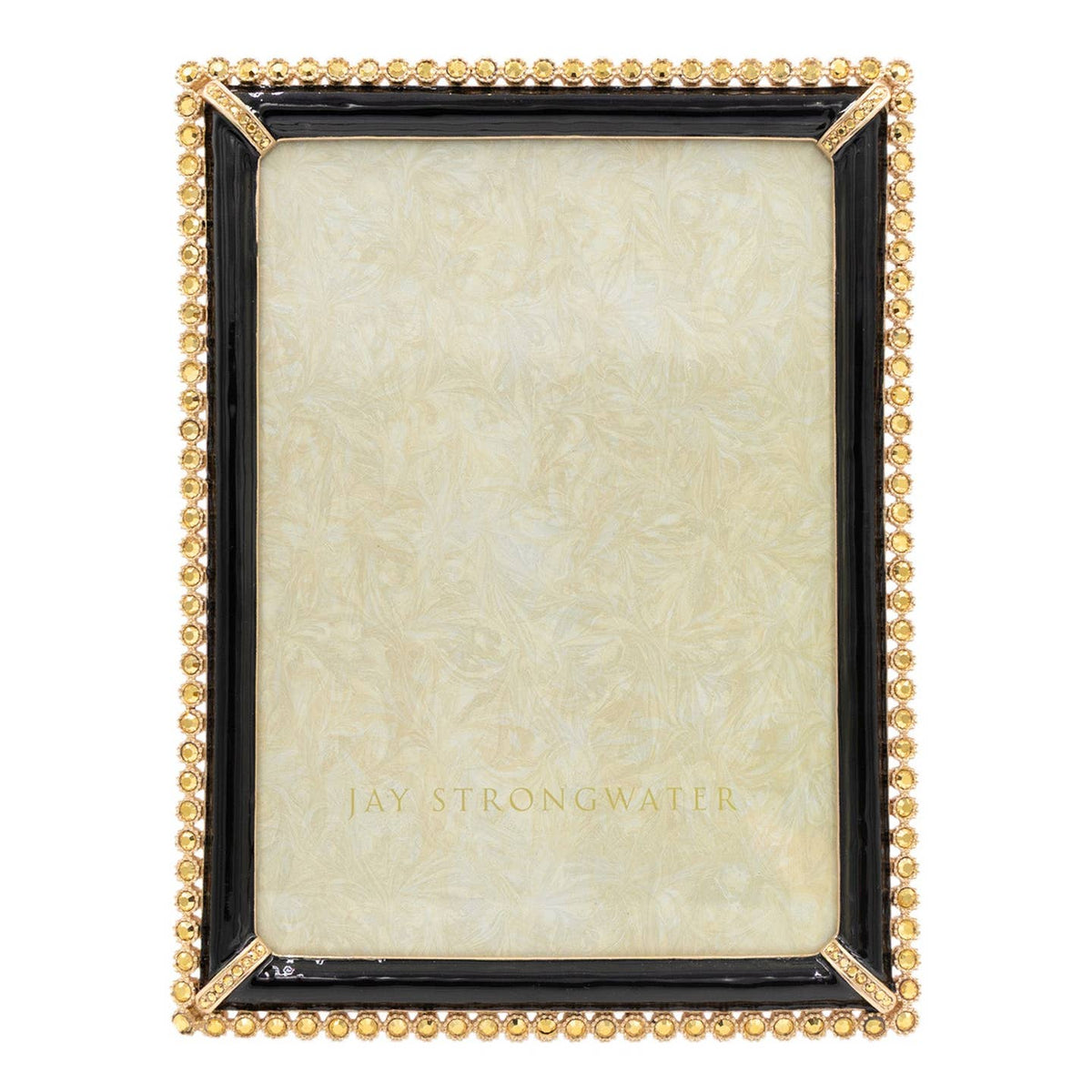 Jay Strongwater Lucas Stone Edge 5" x 7" Crystal Enamel Picture Frame, Black