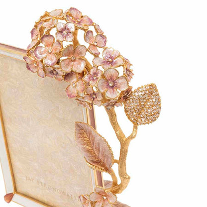 Jay Strongwater Gail Hydrangea 5" x 7" Swarovski Crystal Enamel Picture Frame, Boudoir