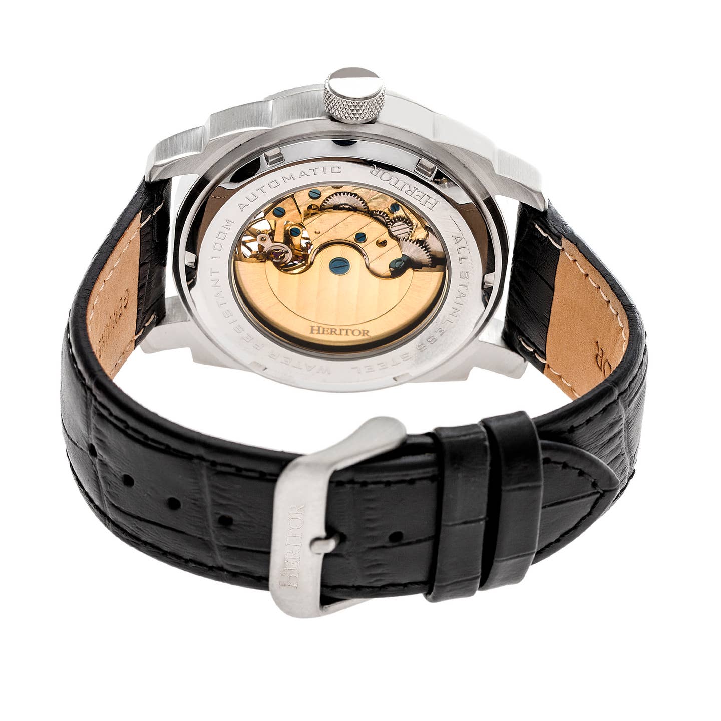 Heritor Helmsley Men's Automatic Semi-Skeleton Leather Watch