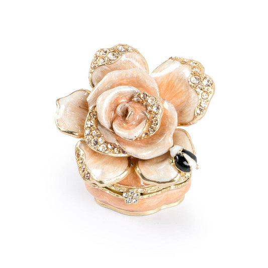 Jay Strongwater Rosalie Rose - Boudoir Decorative Box, Gold Crystal Enamel Gold-Finished