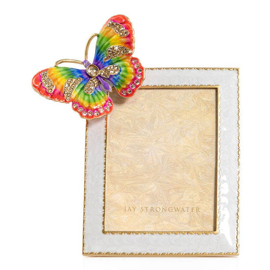 Jay Strongwater Nova Butterfly 3" x 4" Crystal Enamel Picture Frame, Rainbow
