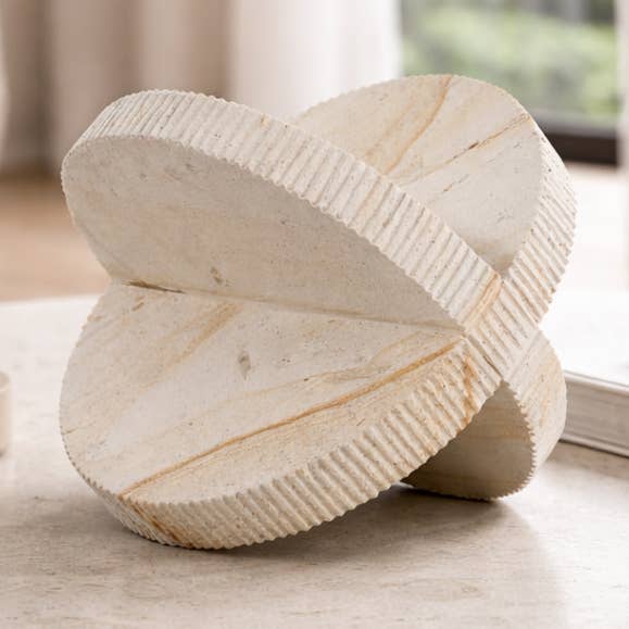 Decorative Object - Ivory Stone Cross-Shaped Textured, 7 in.