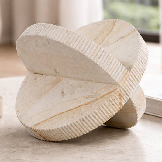 Decorative Object - Ivory Stone Cross-Shaped Textured, 7 in.