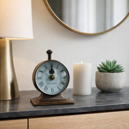 Desk Clock - Bronze Metal Double-Sided Desk, 7 in.