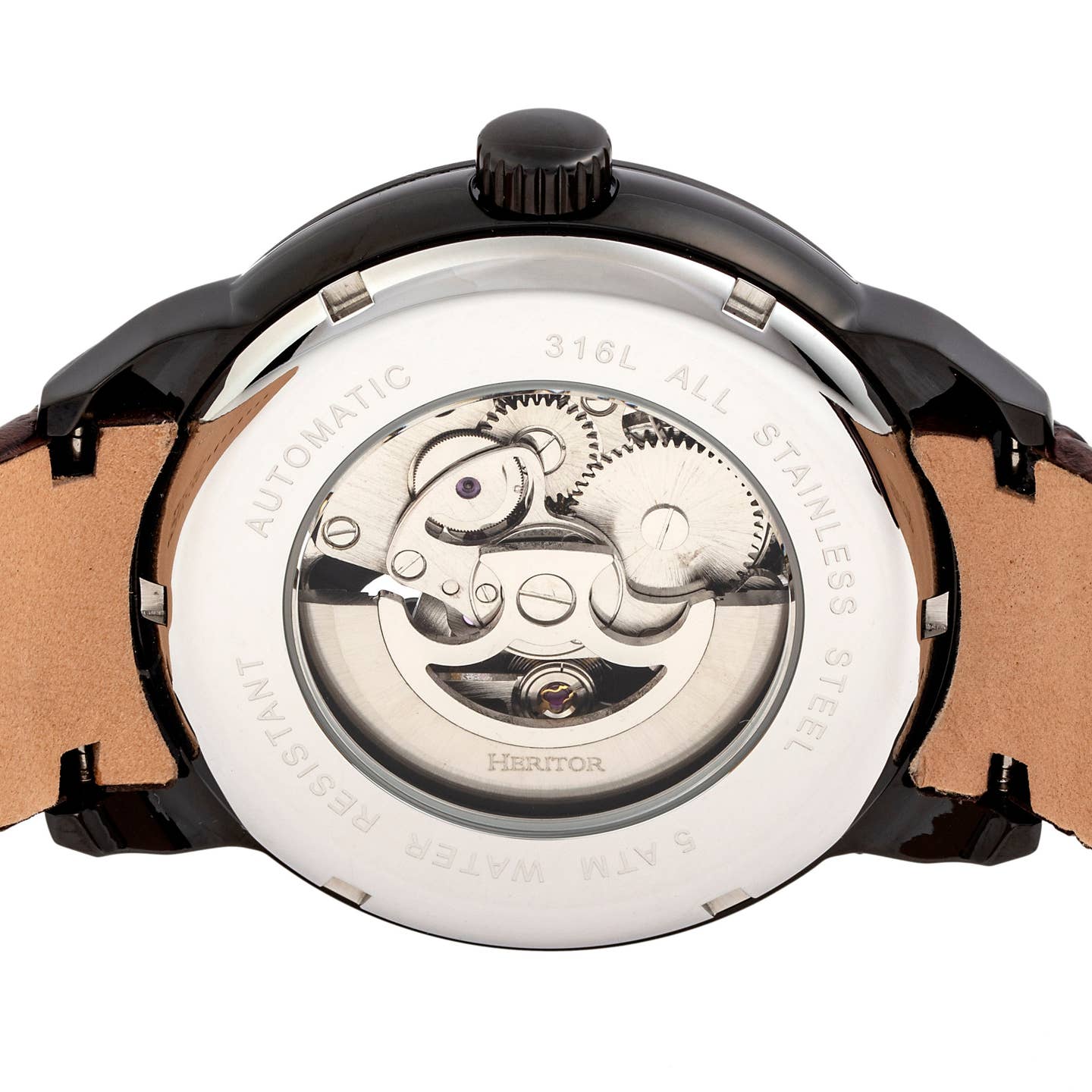 Heritor Sanford Men's Automatic Semi-Skeleton Leather Watch, Style HERHR8306