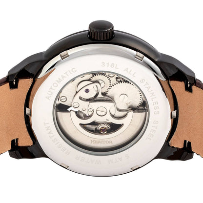 Heritor Sanford Men's Automatic Semi-Skeleton Leather Watch, Style HERHR8306