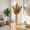 Decorative Vase - Tan Glass Elongated Oval Chiseled, 12 in.