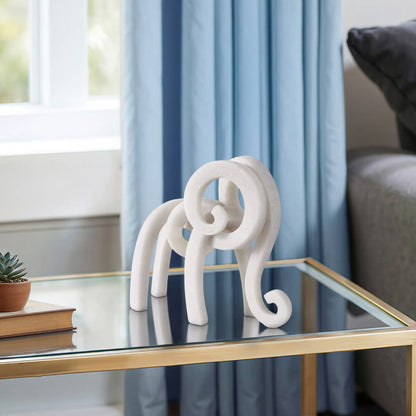 Decorative Sculpture - White Resin Elephant, 10 in.